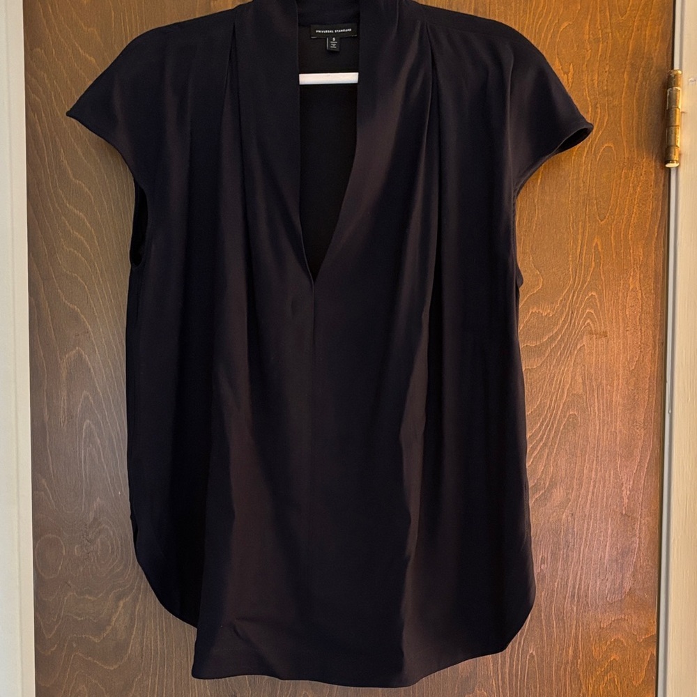 Universal Standard Navy Cap Sleeve Blouse